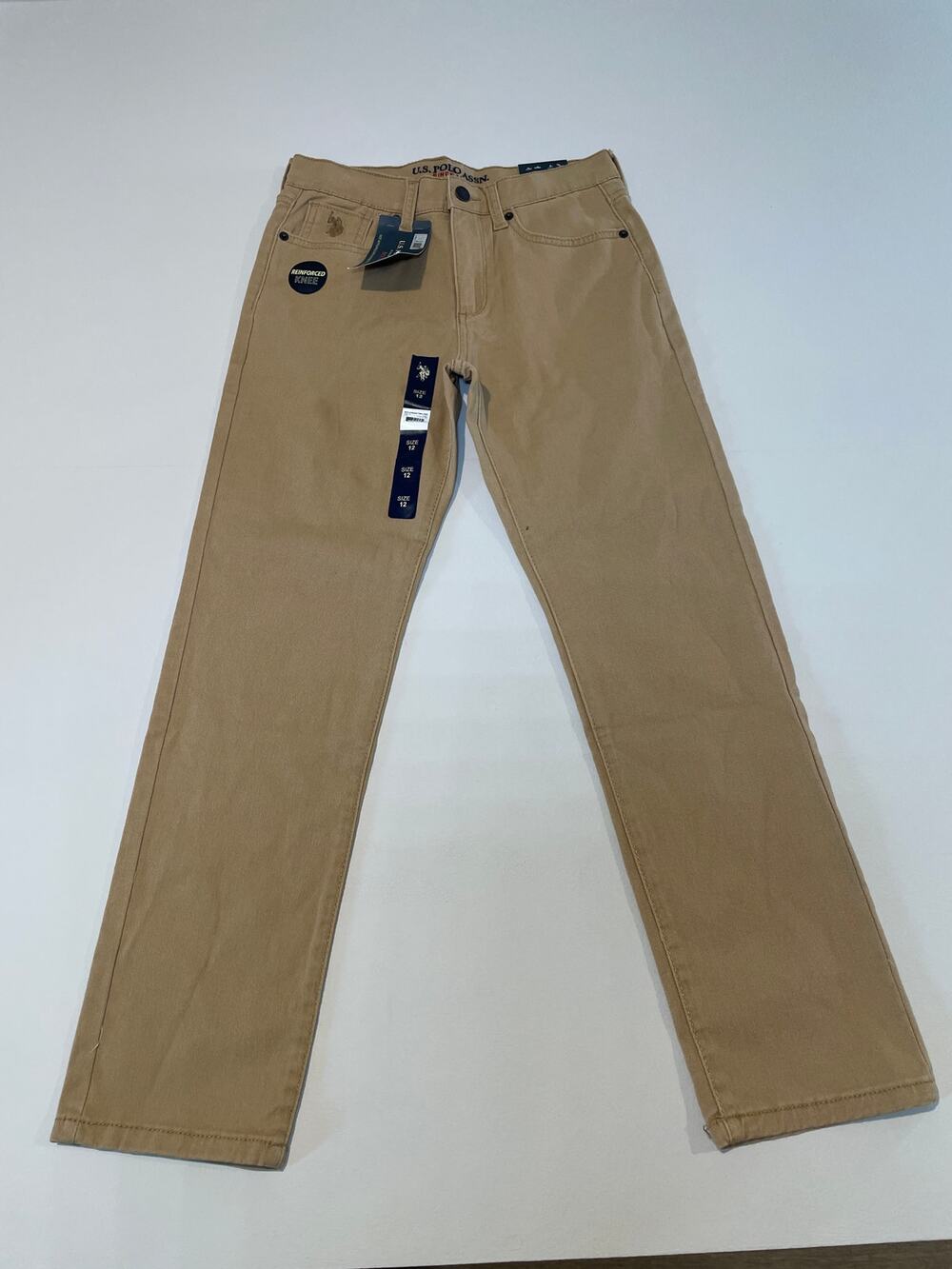 U.S. Polo Assn. Khaki Pants Reinforced Knees Size 12 Boys New With Tag